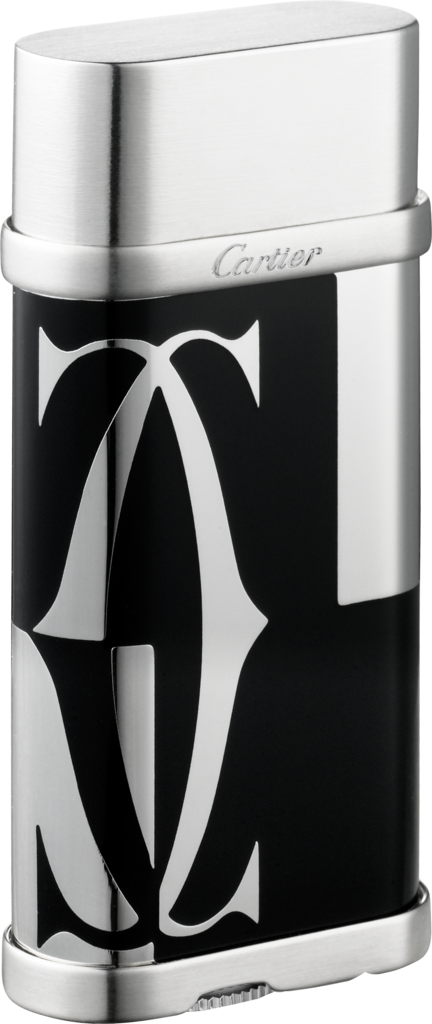 Logotype Motif Oval Lighterblack Lacquer, Palladium - Cartier Lighter Palladium (432x1024), Png Download