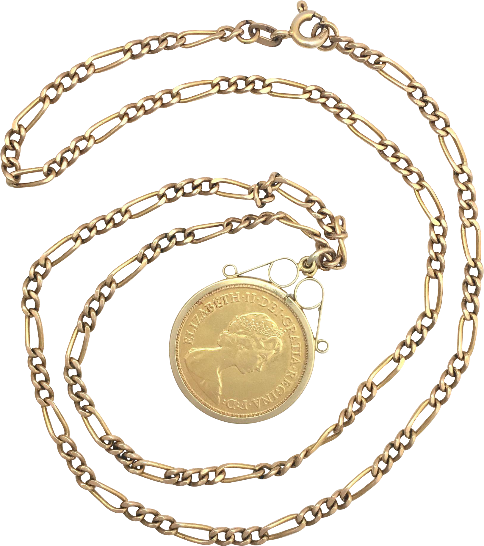 Vintage 22k Gold Queen Elizabeth Half Sovereign Coin - Necklace (1835x1835), Png Download