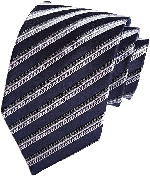 Secdtie Striped Navy, White And Black Tie - Necktie (573x631), Png Download