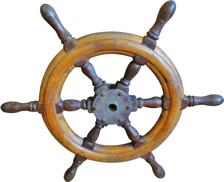 Vintage Wooden Ship's Wheel From Yellow Garage Antiques - Rudder (1024x1024), Png Download