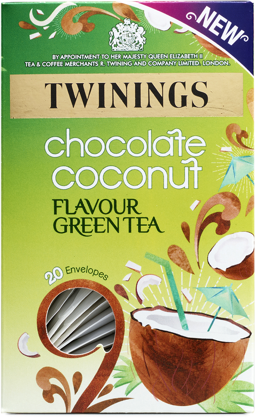 Chocolate Coconut Indulgence Green Tea - Twinings Chocolate Coconut Green Tea (1960x1494), Png Download
