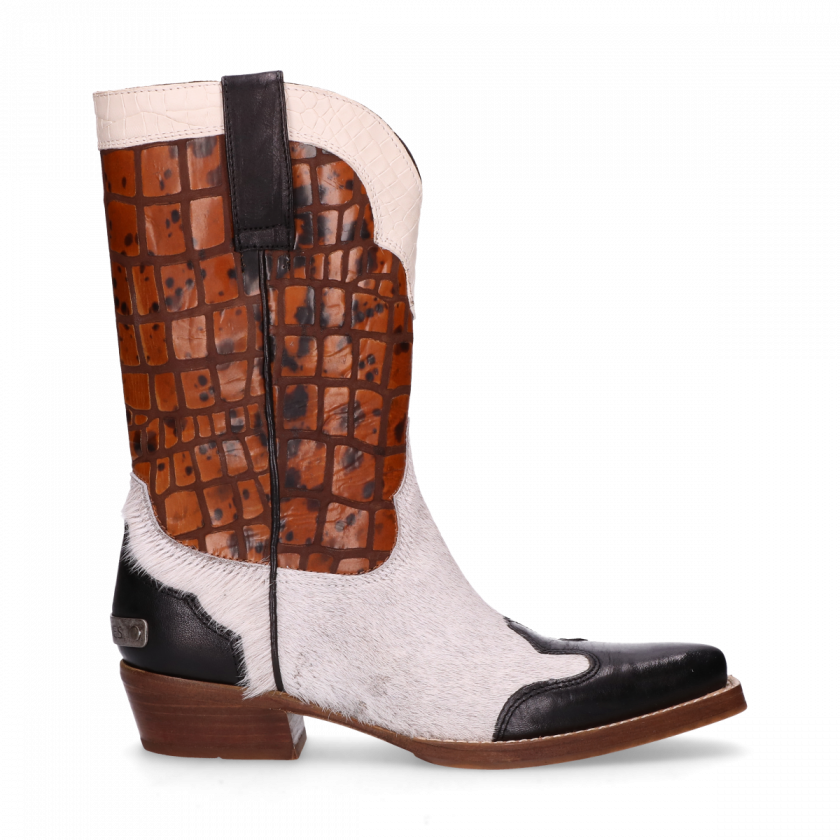Sisterhood Western Boot Black, Off White & Orange - Shabbies Sisterhood (840x840), Png Download