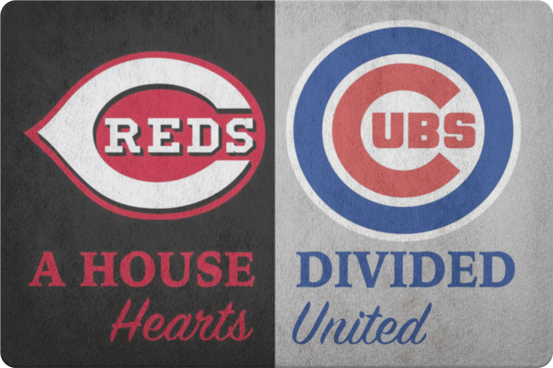 House Divided Man Cave Decor Cubs Cincinnati Reds Hearts - Chicago Cubs (2000x2000), Png Download