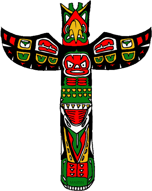Png Library Americans Clip Art By Phillip Martin Pacific - Native American Totem Pole Clipart (540x634), Png Download