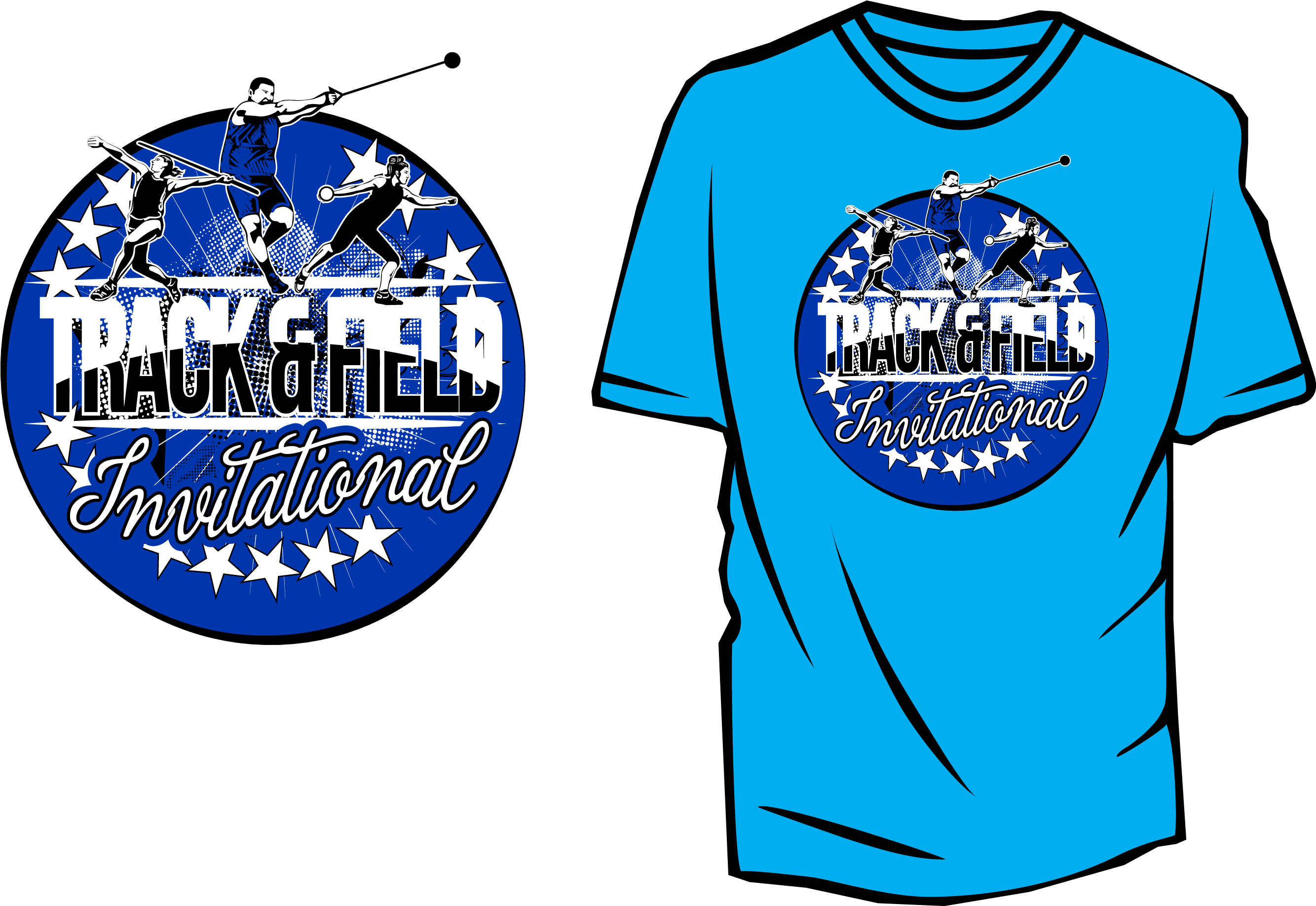 Track And Field Vector Design For Tshirt And Apprel - Blue Track Shirt Designs (2685x1835), Png Download