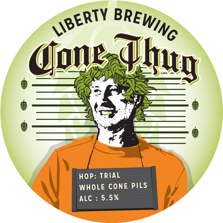 Cone Thug Tap Badge Liberty Brewing - Cartoon (827x827), Png Download