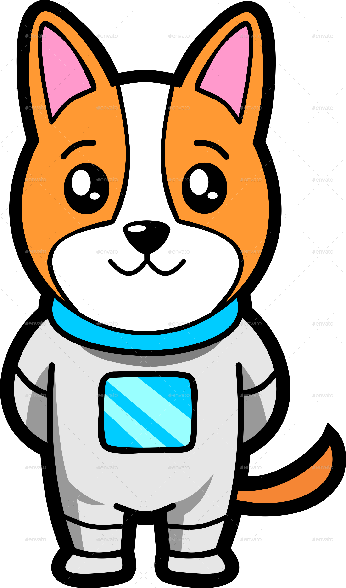 Space Dog Mascot - Cute Space Dog (1446x2453), Png Download