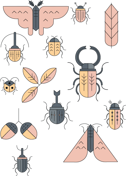 Art Deco Insects // Graphic Design (519x727), Png Download