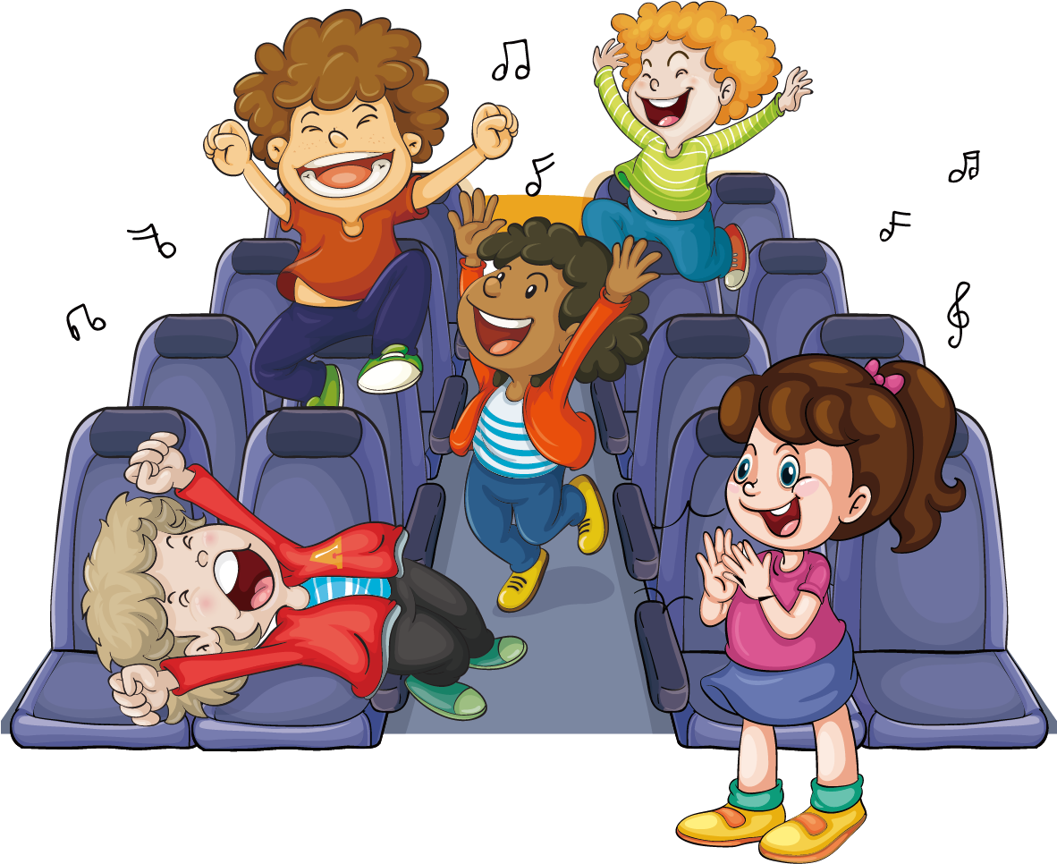 Singing Royalty Free Clip Art - Kids On The Bus Cartoon (1182x966), Png Download