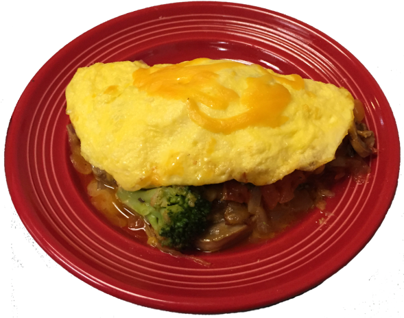 Erika's Red Plate Omelet - Food Looks Good On A Red Plate (588x588), Png Download