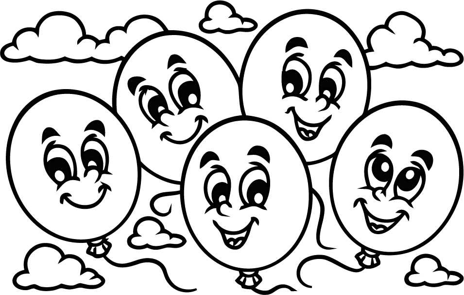 Baloons - Kleurplaat Ballonnen (955x606), Png Download