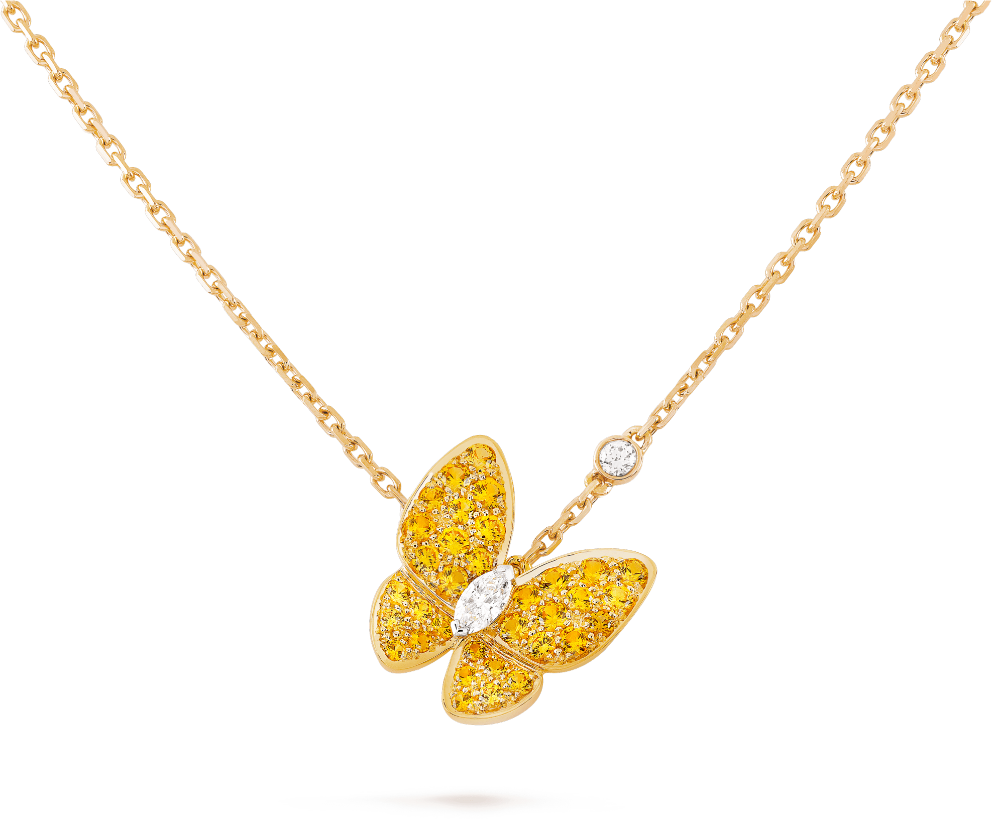 Two Butterfly Pendant - Van Cleef Butterfly Necklace With Diamonds (2000x2000), Png Download