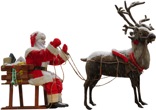 Christmas-1070829 - Reindeer And Santa Png (666x500), Png Download