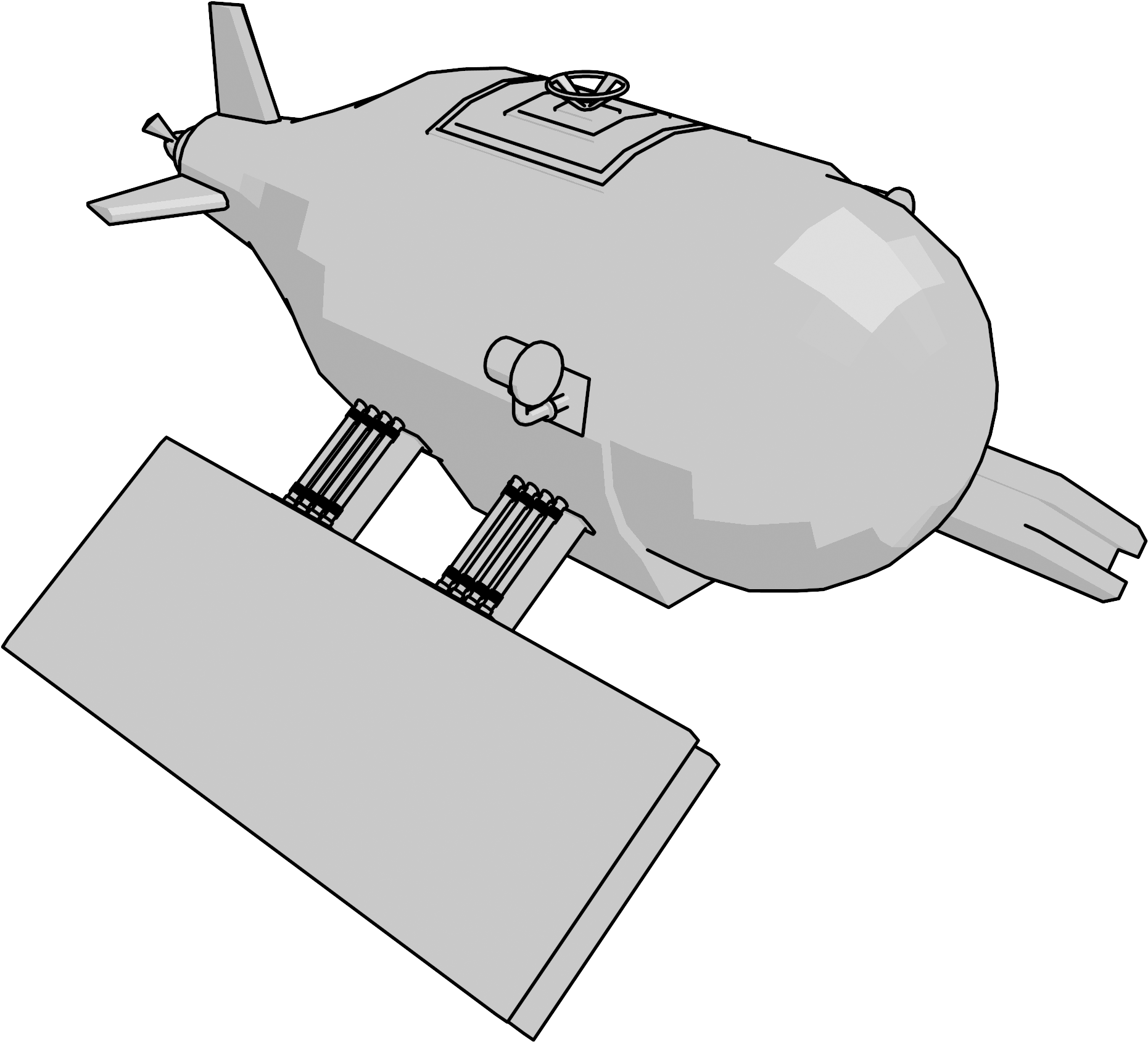 Submarine Complete Clipart Png - Blimp (1913x1794), Png Download