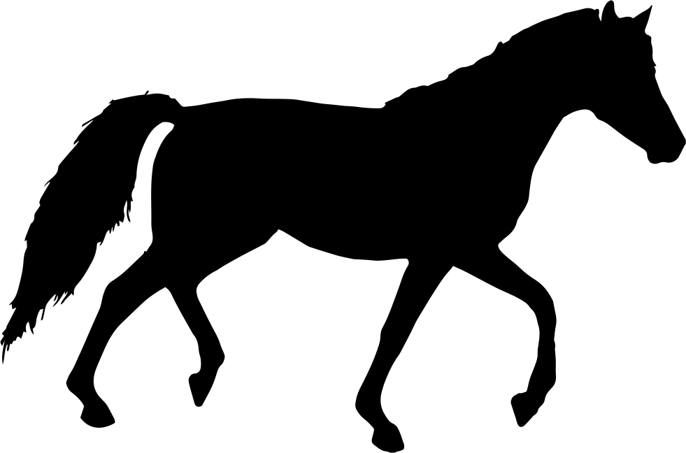 Horse Black Walking Silhouette Facing To Right Comments (981x648), Png Download