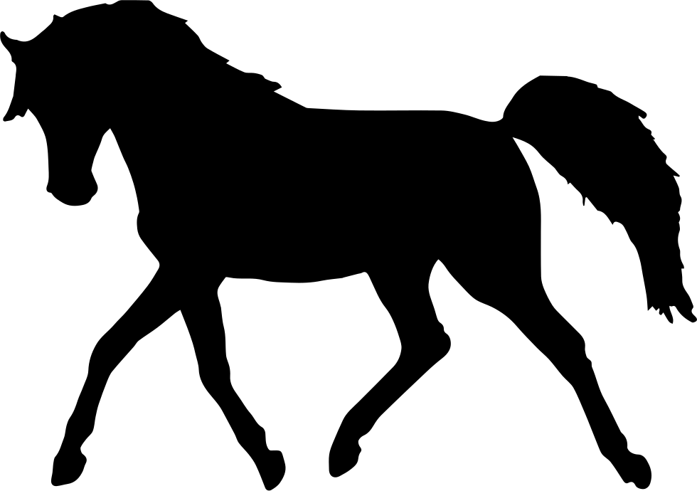 Horse Walking Black Silhouette Facing To Left Comments - Horse Silhouette Transparent Background (980x690), Png Download