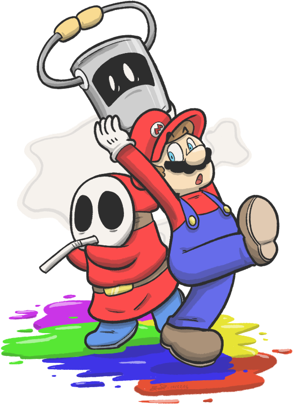 Here's A Better Art Of Mario And Huey And A Shy Guy - Color Splash Shy Guy (650x850), Png Download