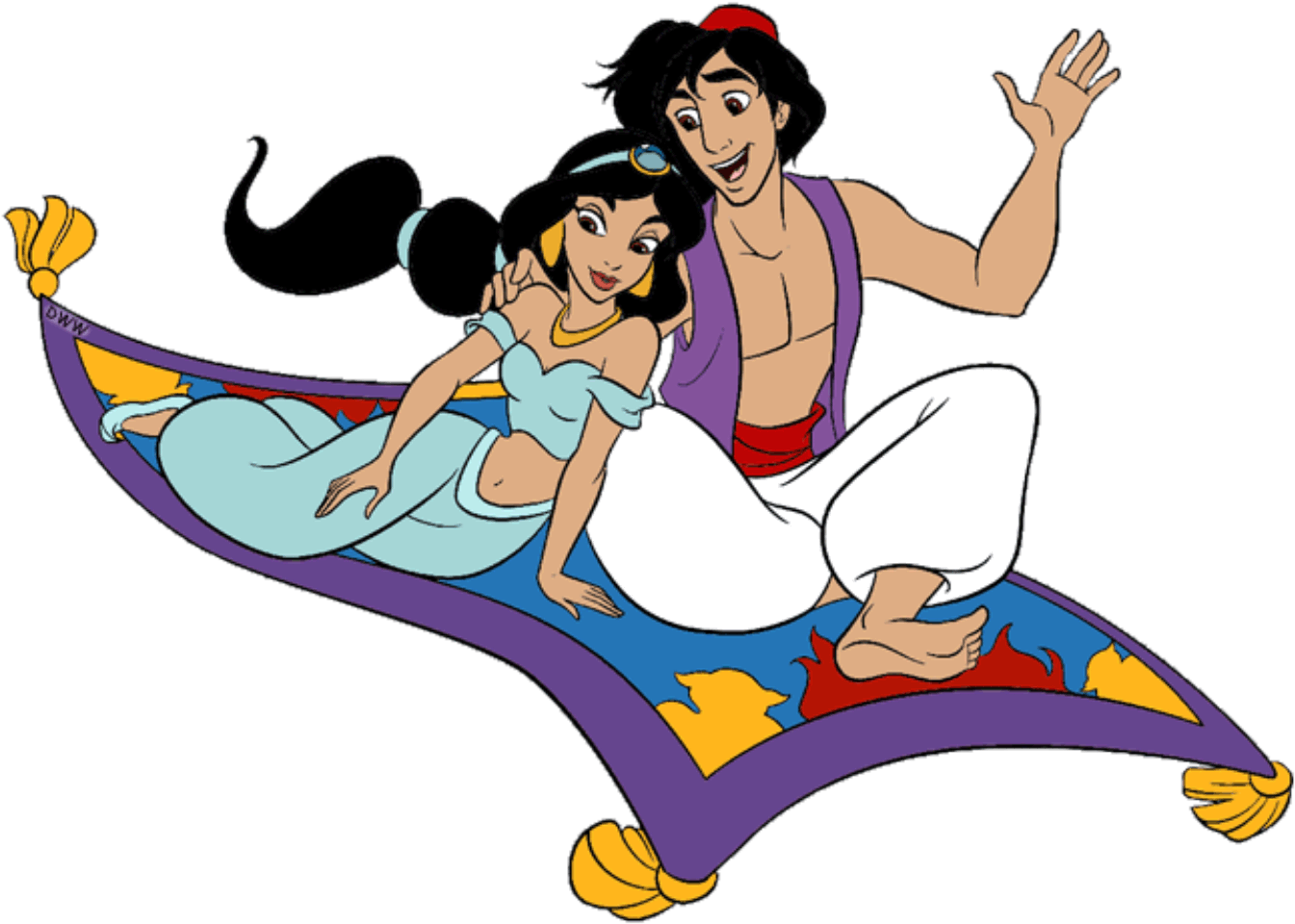 Aladdin Aladdin E Jasmine 3 Png - Aladdin And Jasmine (1354x977), Png Download