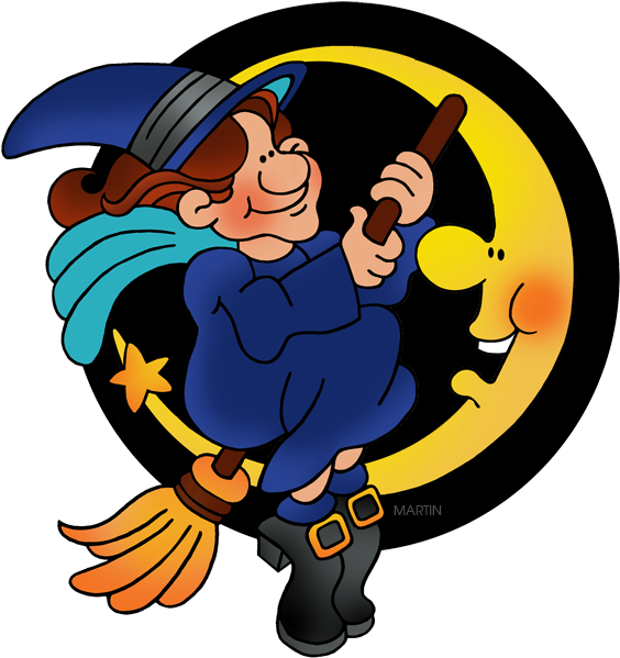 Halloween Clip Art By Phillip Martin, Witch And The - Halloween Clipart Free Phillip Martin (589x648), Png Download