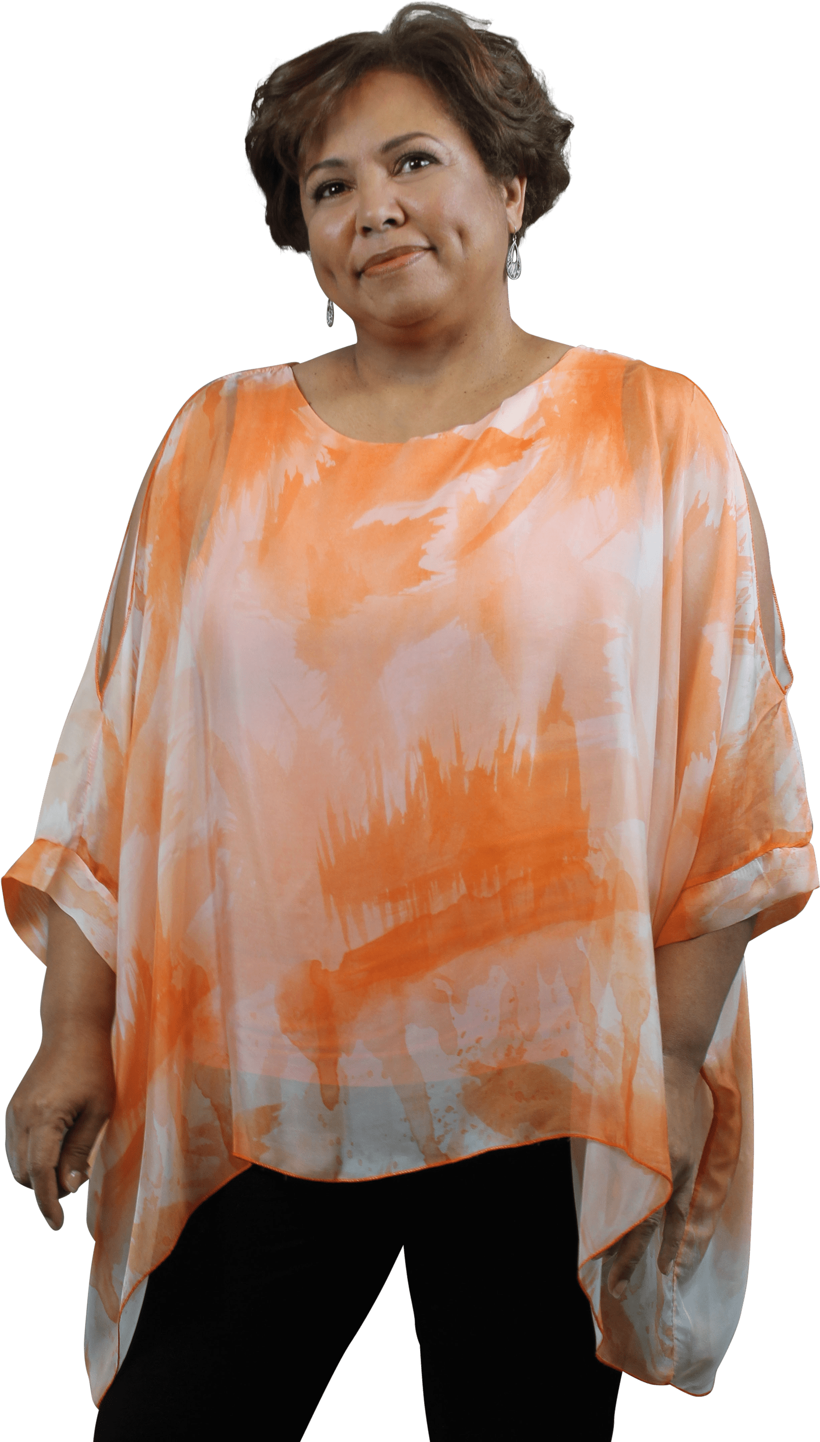 Silk Cold Shoulder Kaftan Scoop Neck W/brush Stroke - Blouse (2000x3000), Png Download