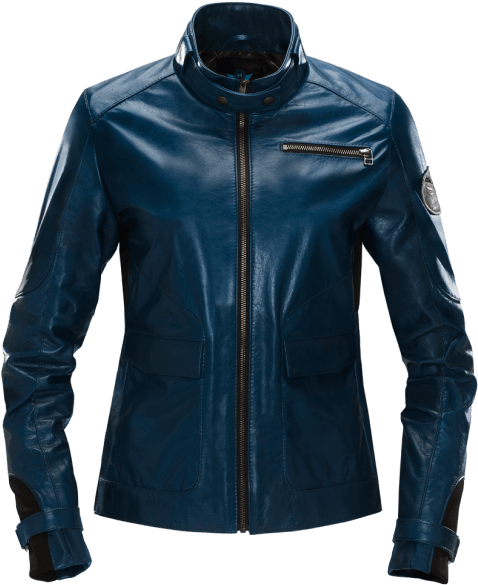 Img Leather Jacket Women Bleu Face - Jacket (600x600), Png Download