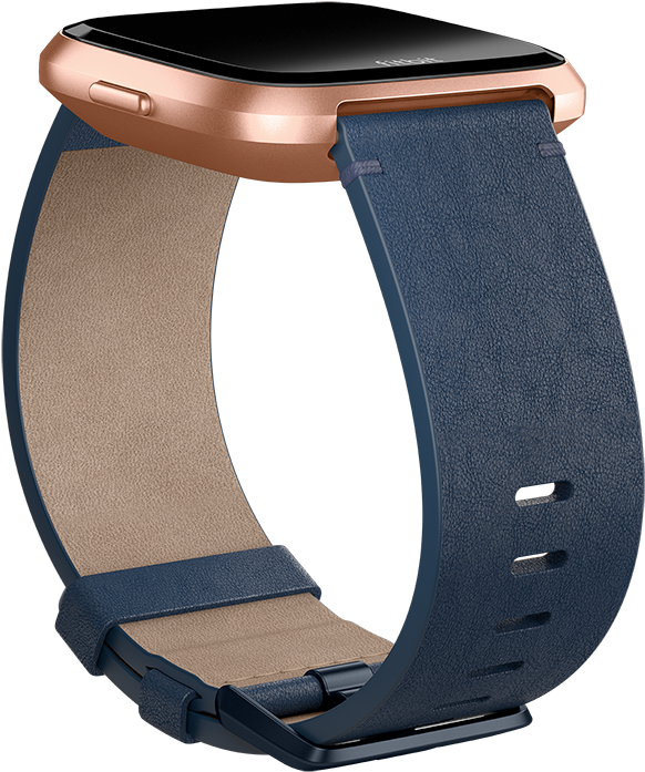 Fitbit Versa Leather Accessory Band Midnight Blue - Fitbit Versa Armband (1080x920), Png Download