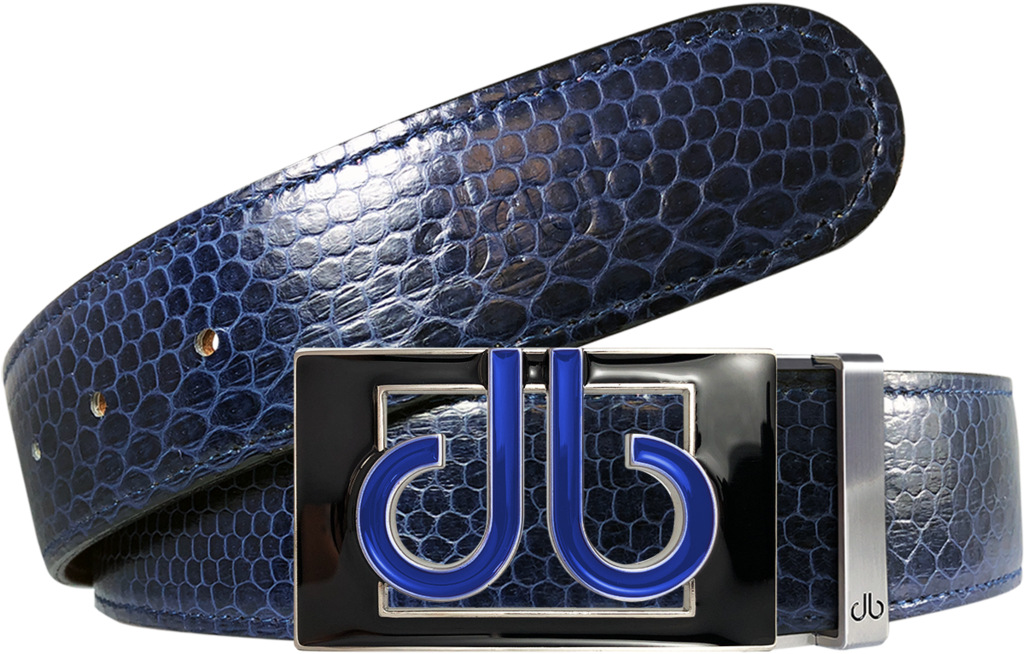 Blue Snakeskin Leather Belt With Buckle - Belt (1024x1024), Png Download