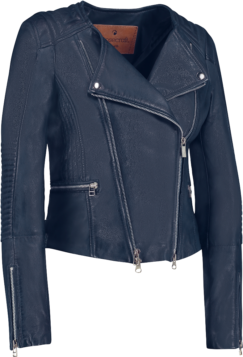 Blue Biker Jacket Women Leather Biker Goosecraft Biker439 - Leather Jacket (800x1200), Png Download