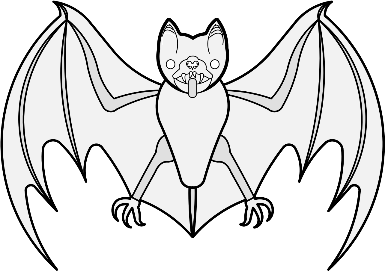 Bat Traceable Heraldic Art Traceable Bat Png Traceable - Cartoon (1293x918), Png Download