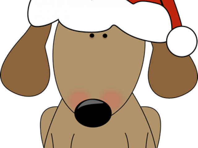 Santa Hat Clipart - Christmas Clip Art Dog (640x480), Png Download
