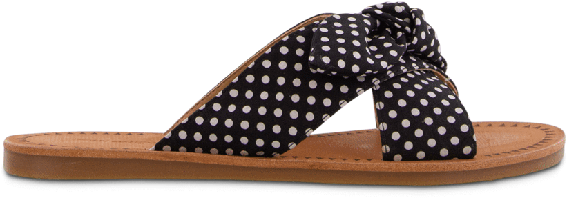 Hollie Black White Spot Default - Flip-flops (1000x467), Png Download