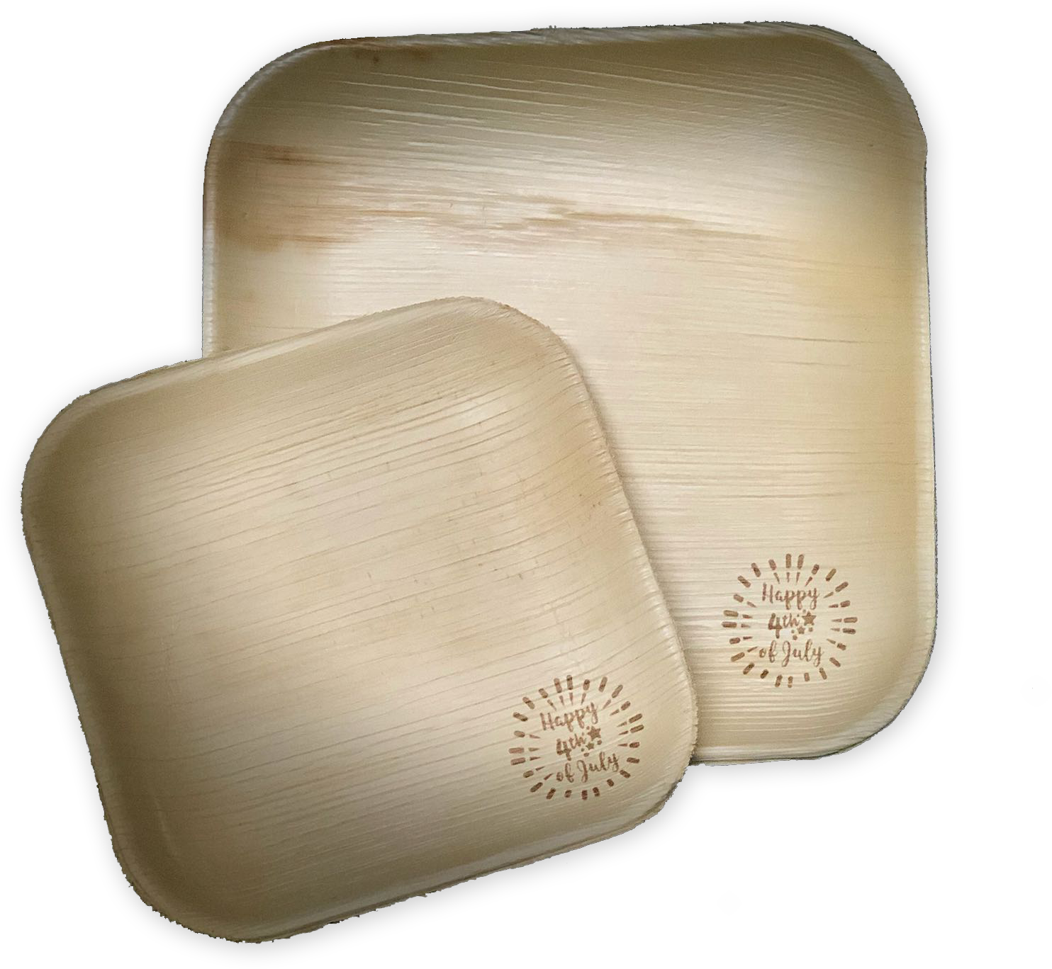 Customized Frondware 9" Palm Leaf Square Plates Set, - Wood (1600x1400), Png Download