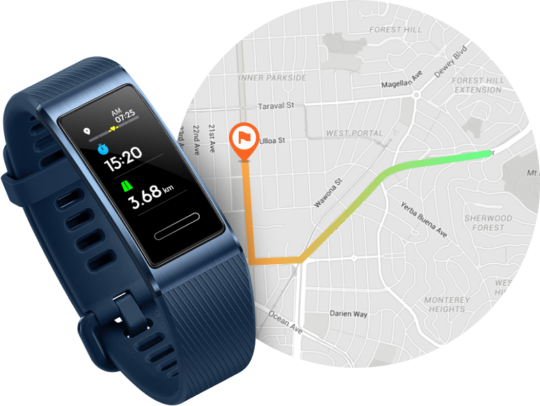 Huawei Band 3 Pro Built-in Gps And 7 Hours Endurance - Huawei Band 3 Pro (776x584), Png Download