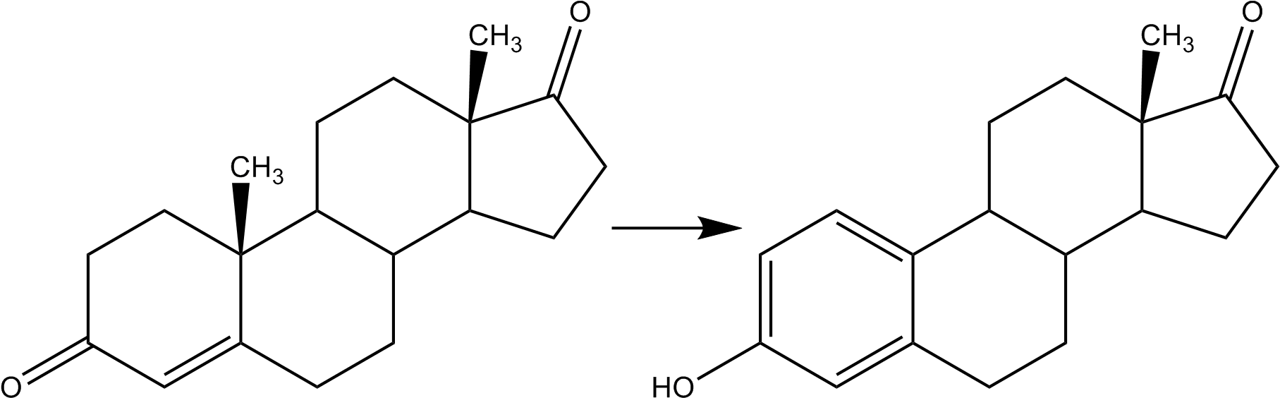 Reaction Androstendione Estrone - 2 Methoxyestradiol (1828x580), Png Download