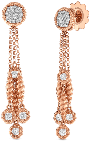 Stock - Large Rose Gold Diamond Drop Earrings (800x800), Png Download