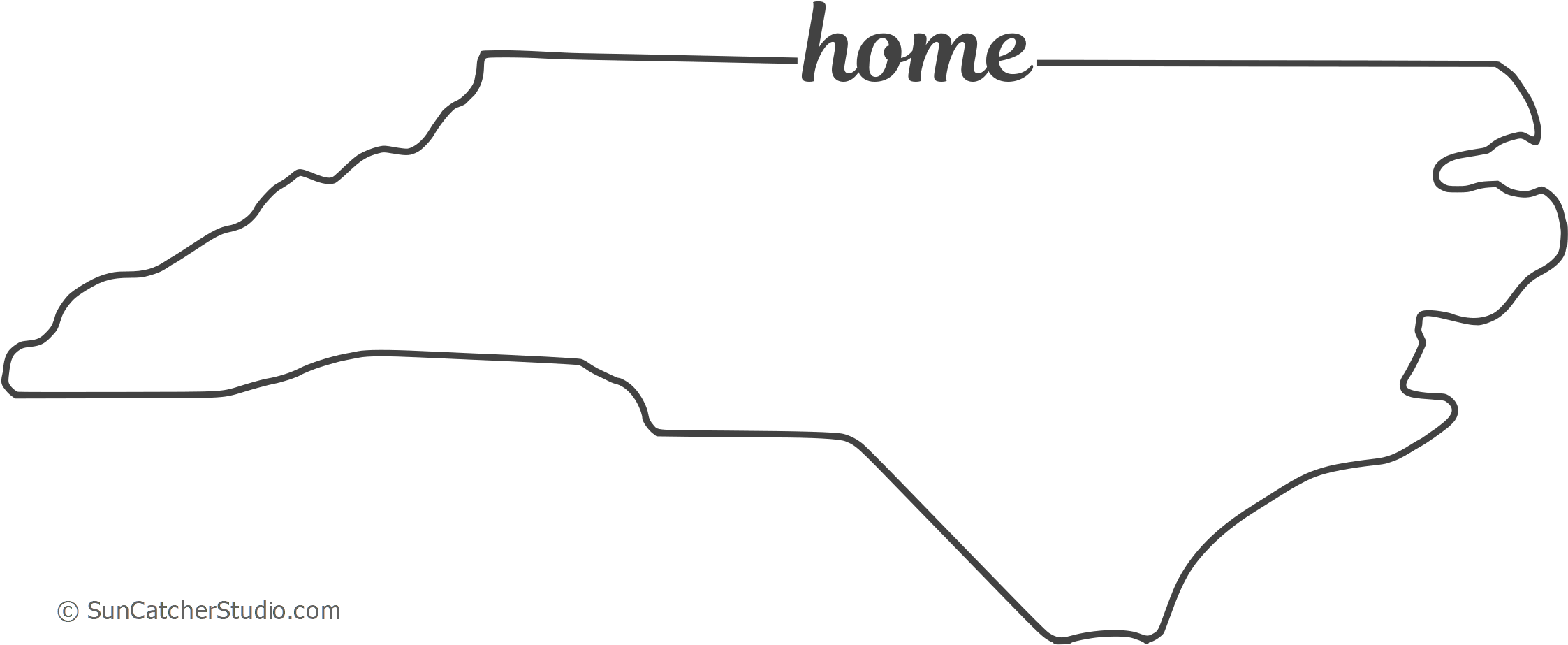 Free North Carolina Outline With Home On Border, Cricut - Diagram (2300x979), Png Download