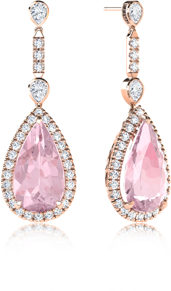 Morganite Pear Halo Drop Earrings - Earrings (1024x1024), Png Download