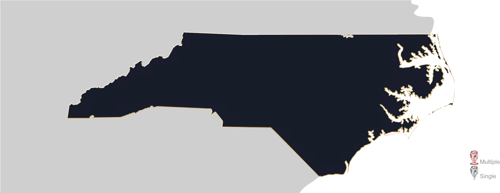 Carolina Map - North Carolina Religion Map (2000x740), Png Download