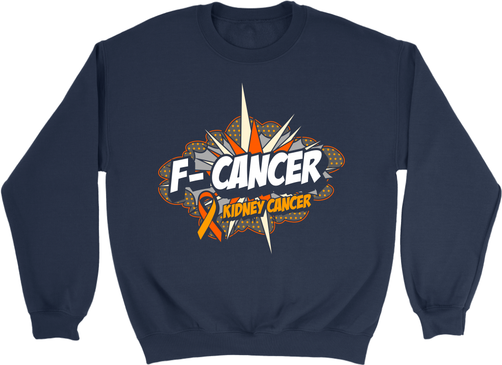 F-cancer Kidney Cancer Awareness Orange Ribbon Cool - Long-sleeved T-shirt (1024x1024), Png Download