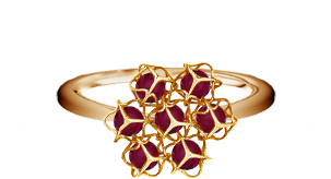 Embrace Flower Ring 18ct Gold And Garnet 4mm With Yellowgold - Ring (567x567), Png Download