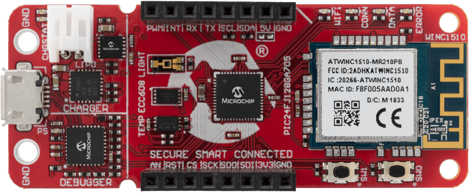 Microchip's New Pic-iot Wg Development Board For Google - Avr Iot Wg Development Board (1600x673), Png Download