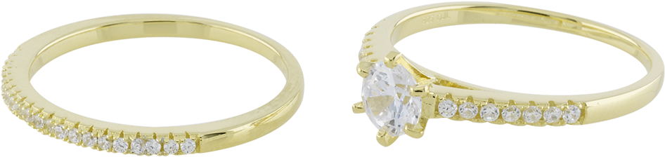18k Yellow Gold Plated Solitaire Ring With Band In - Bangle (1000x1000), Png Download