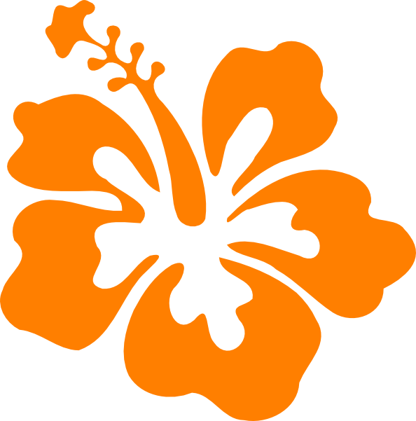 Orange Hibiscus Clip Art - Hibiscus Clip Art (594x601), Png Download