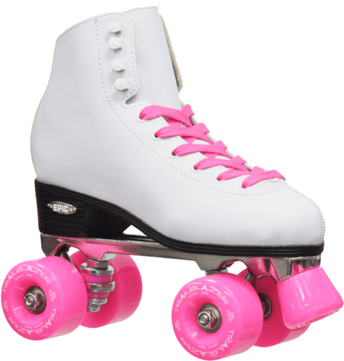 Epic Skates Classic White And Pink Roller Skates (720x540), Png Download