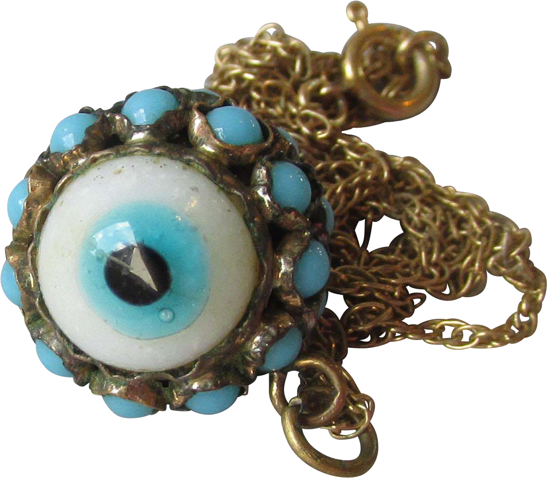 Rare Victorian Glass & Turquoise Double Sided Evil - Crystal (1108x1108), Png Download