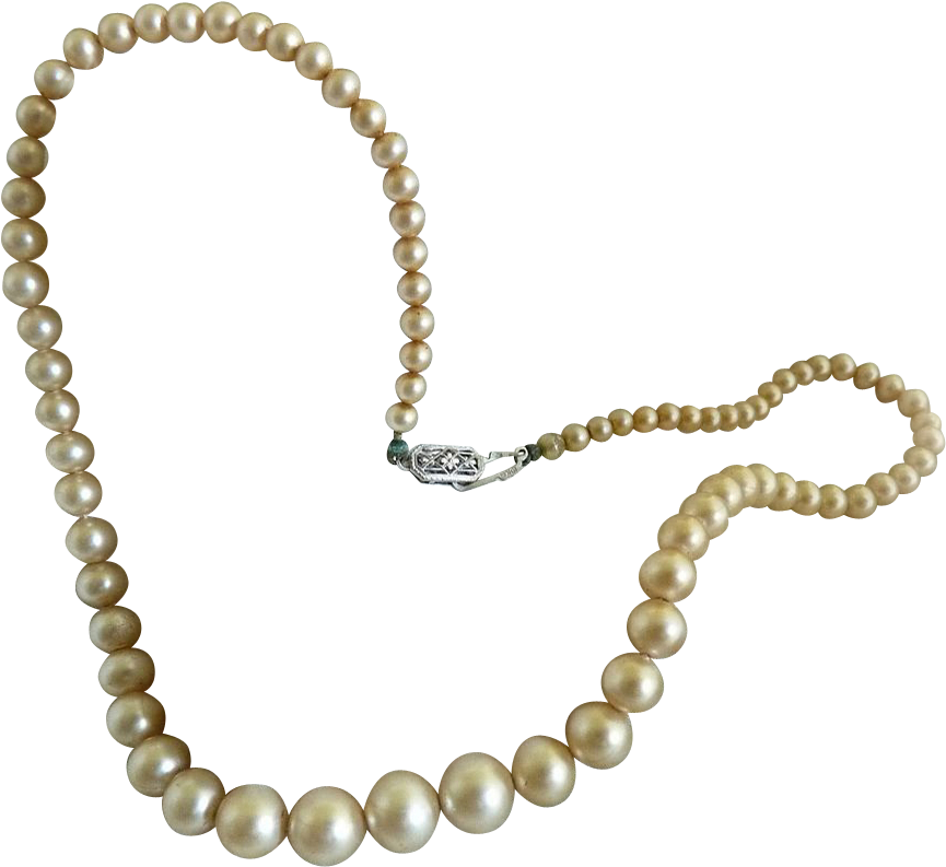 Jpg Free Faux Necklace K White Gold Filigree Clasp - Vintage Pearl Necklace (968x968), Png Download