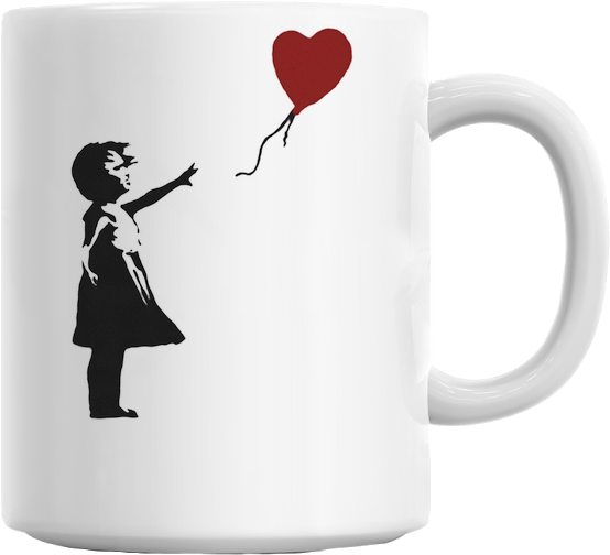 Banksy Balloon Girl Mug - Banksy Girl With Balloon Shredded (629x579), Png Download