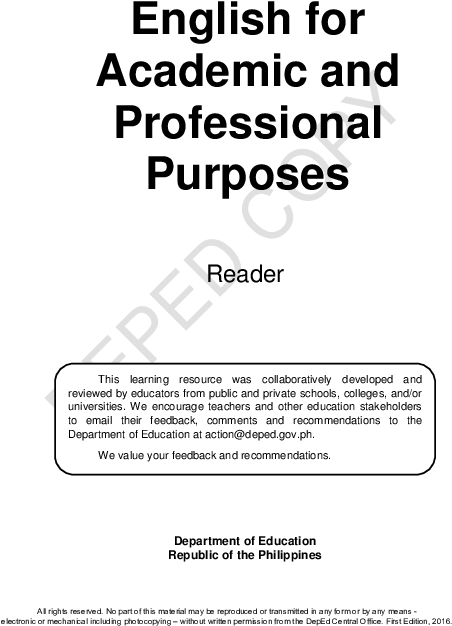 English For Academic And Professional Purposes Reader - Printing (594x774), Png Download
