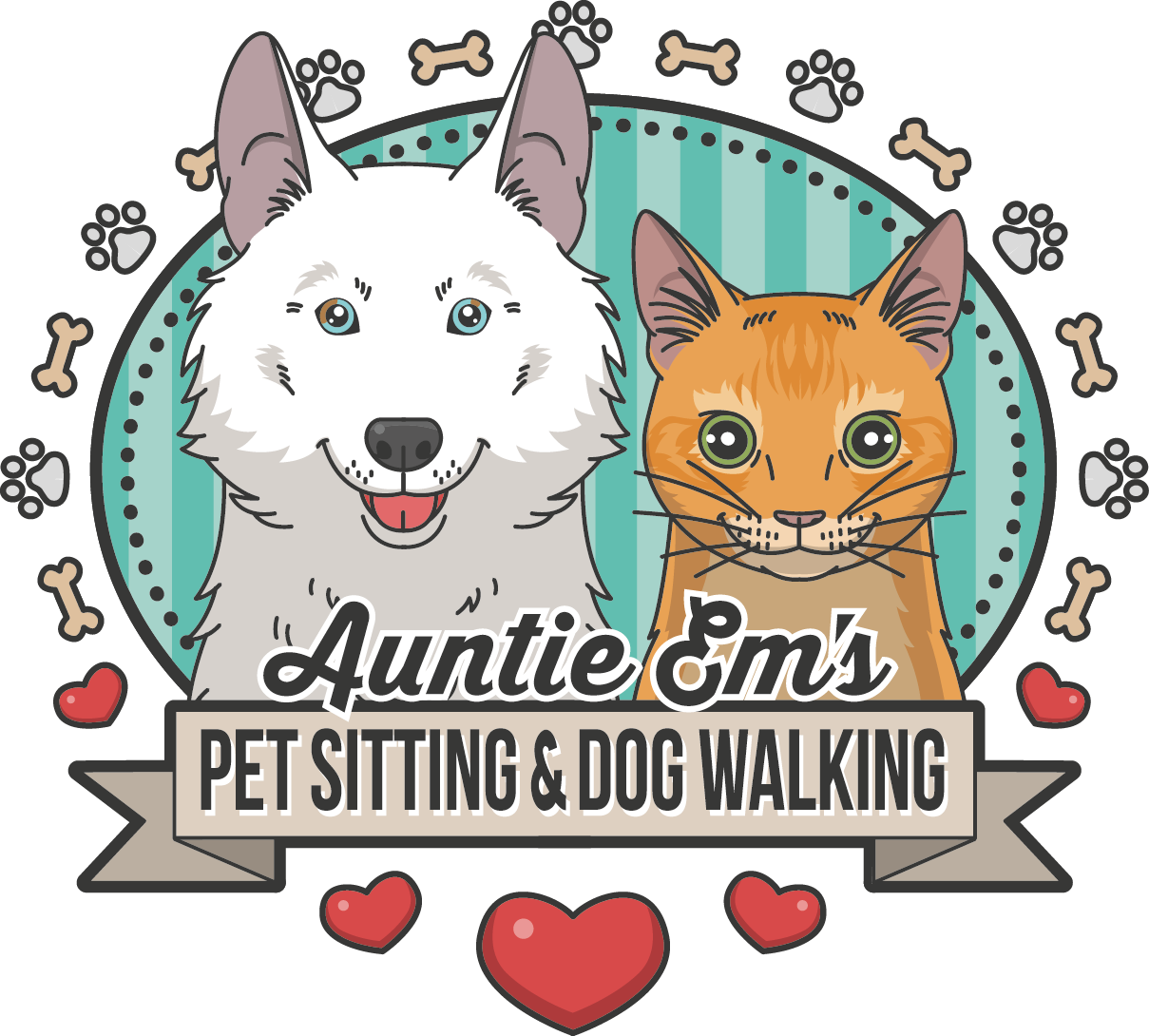 1 Auntie Ems Pet Sitting Dog Walking Logo - Dog (1209x1090), Png Download
