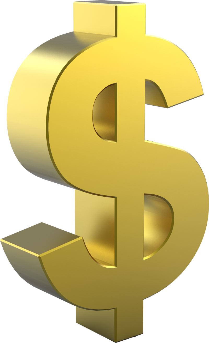 Golden United Gold Dollar Sign States Coin - Gold Dollar Sign Transparent (800x1315), Png Download